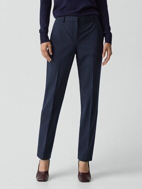 Theory Treeca Cropped Pant in Good Wool Size 6 Navy